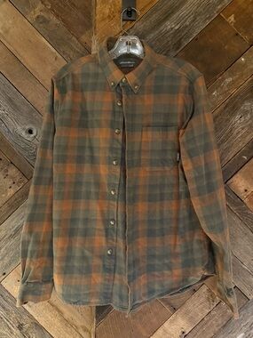 Eddie Bauer Olive & Rust Plaid Button-Down Shirt